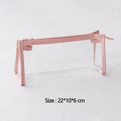 Transparent Pencil Case Large Capacity Simple Pen Bag Kawaii Cosmetic Bag School Study Stationery Office Supplies