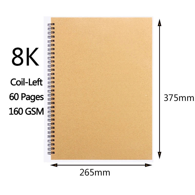 A3/A4/A5/8k/16k Sketchbook Thick Paper 160 GSM Notebook for painting DIY Creative Practice Drawing Art School Supplies
