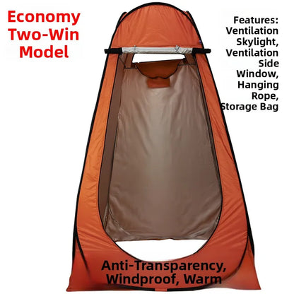 خيمة استحمام خارجية محمولة، خيمة طاقة سميكة، مرحاض متنقل، غرفة تغيير الملابس، عزل حراري، كاميرا، معدات سفر