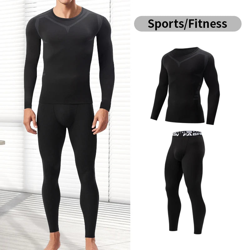 2 Pcs Spring And Autumn Men's Long-sleeved Trousers Sports Suit Fitness Running Jogging Bottoming Clothes License To Train Pants