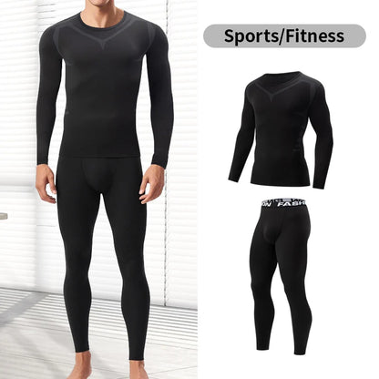 2 Pcs Spring And Autumn Men's Long-sleeved Trousers Sports Suit Fitness Running Jogging Bottoming Clothes License To Train Pants
