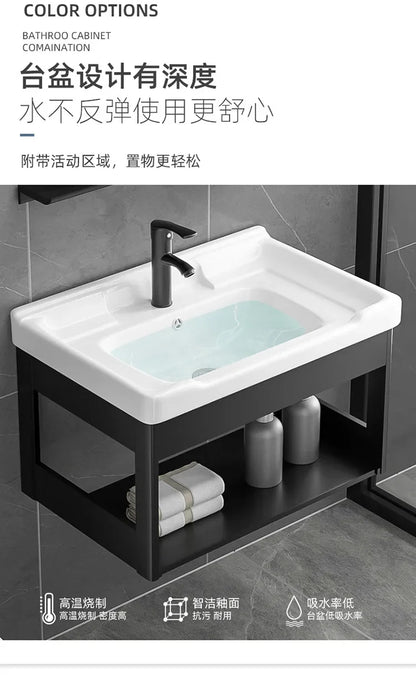 Bathroom Vanity with Sink Toilet Simple Small Apartment Household Wall-mounted Storage Balcony Washbasin Cabinet with Mirror