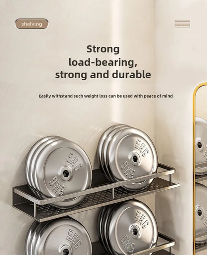 Bathroom storage rack, non perforated washbasin, hand washing and shower area, shower gel wall storage rack