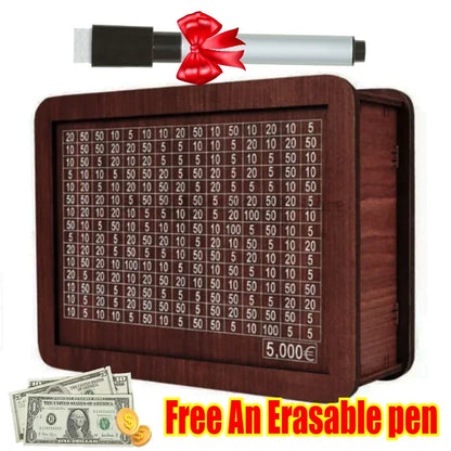 Wooden Piggy Banks, Dollar Cash Boxes, Reusable Assembled Cash Boxes, Home Decorations, with Savings Goals and Figures