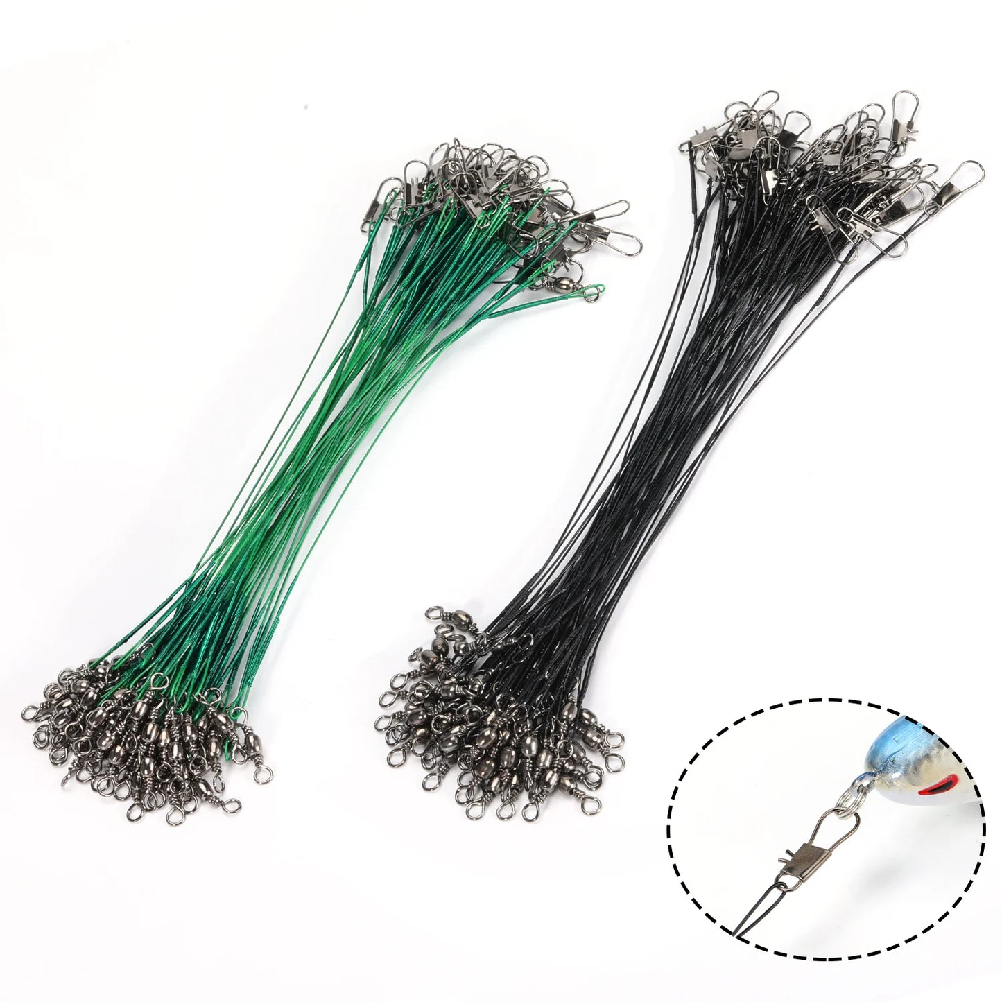 Sougayilang 20 قطعة من خط صيد الفولاذ المقاوم للعض مع سلك فولاذي مع ملحق صيد دوار سلك صيد أساسي 15-30 سم