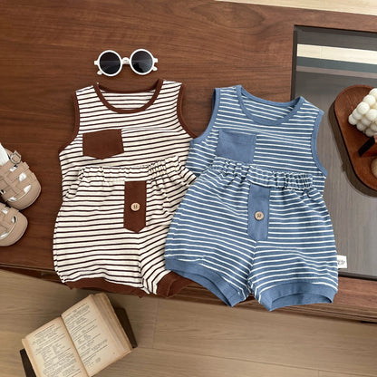 Kids Clothing Set Children's Top and Bottom Stripe Clothes set Two Pieces Summer Toddler Outfit for Kids Boys Girls sports suits