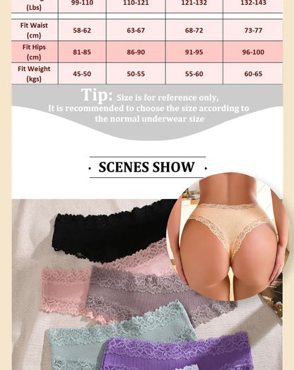 3PCS/Set Women Sexy Lace Panties Cotton Seamless Brazilian Panties Female Sexy Low Rise Soft Underwear G-String Lingerie S-XL