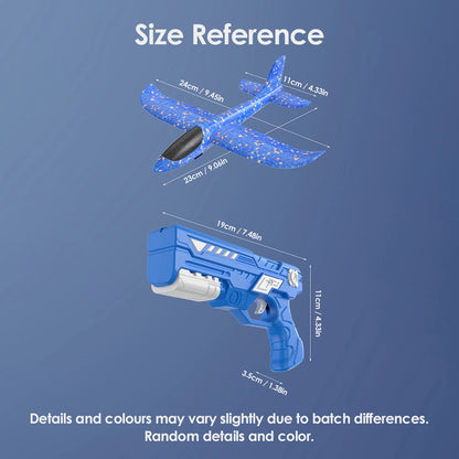 Children's outdoor three in one foam soft elastic toy gun, hand thrown ejection aircraft suit, foam aircraft color random