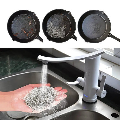 Kitchen Cleaning Ring Stainless Steel Cleaner Chainmail Scrubber Brush Pan Net Home Cookware Reusable Washing Net Cleaning Tool