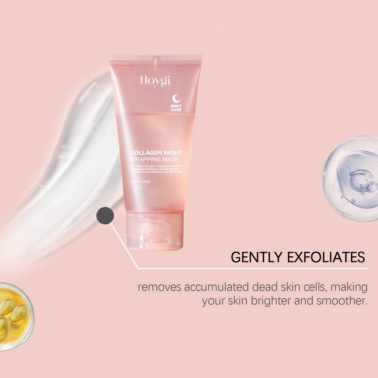 قناع الوجه الليلي بالكولاجين المتحلل قناع مقشر ومرطب لتعزيز مرونة البشرة ويقلل من ترهلها وبهتانها