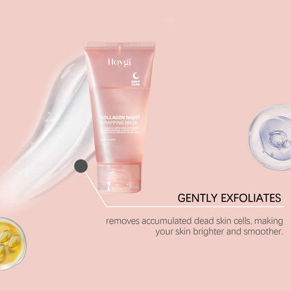 قناع الوجه الليلي بالكولاجين المتحلل قناع مقشر ومرطب لتعزيز مرونة البشرة ويقلل من ترهلها وبهتانها