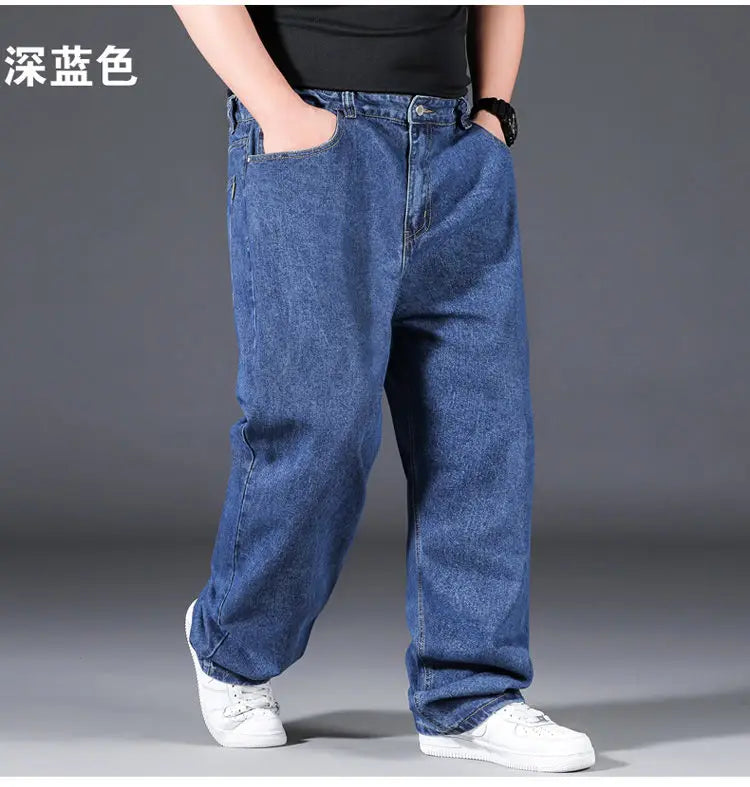 10XL Oversize Jeans Men Spring Fashion Streetwear Plus Size Cargo Jeans Soft Cotton Loose Baggy Casual Jeans For Dad Husband