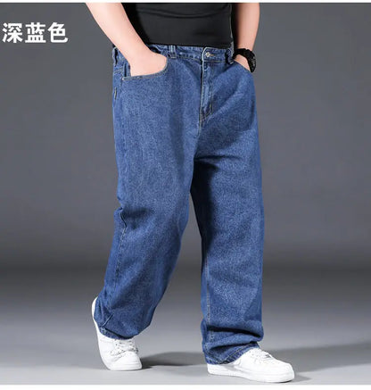10XL Oversize Jeans Men Spring Fashion Streetwear Plus Size Cargo Jeans Soft Cotton Loose Baggy Casual Jeans For Dad Husband