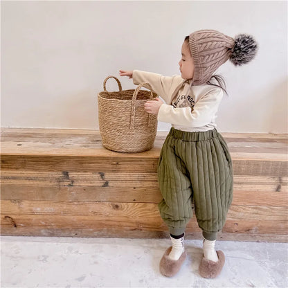 Children's Clothing From 2 To 7 Years Winter Kids Warm Cotton-Padded Trousers Baby Girls Thick Pants Toddler Boys Wear Clothes