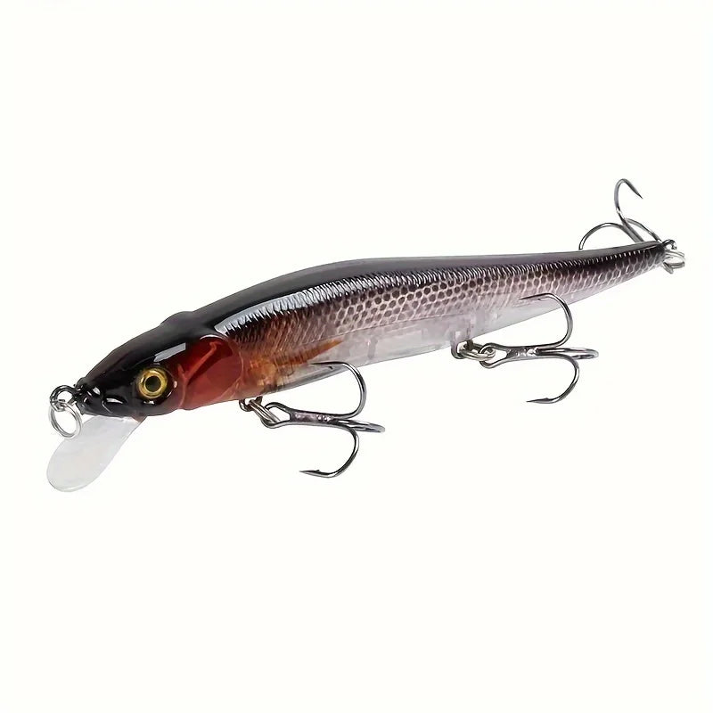 1pc 4.52inch/0.49oz Plastic Simulation Lure, Minnow Hard Bait With 3 Treble Hooks, Artificial Bait For Pike Carp