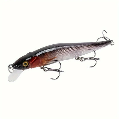 1pc 4.52inch/0.49oz Plastic Simulation Lure, Minnow Hard Bait With 3 Treble Hooks, Artificial Bait For Pike Carp