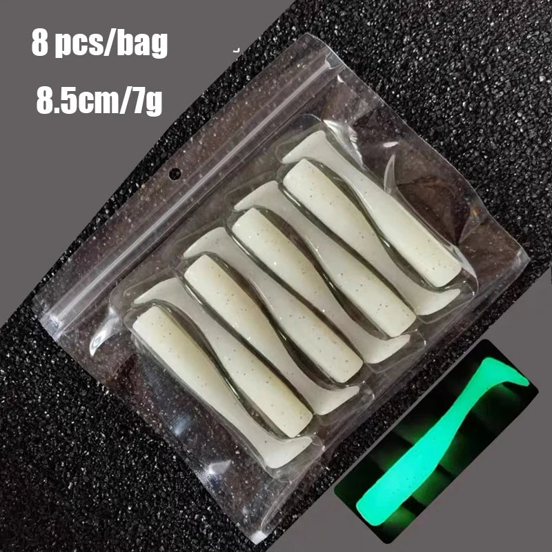 5pcs 24g/105mm Artificial soft Bait Lumious/Glow Mackerel Sea Bullet Bass Snapper Fishing Lure Wobblers Swimbait Jigging Baits