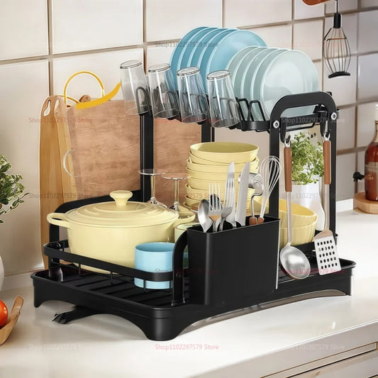 Kitchen utensil storage rack, multifunctional drainage rack on the countertop, convenient for storing utensils in the kitchen