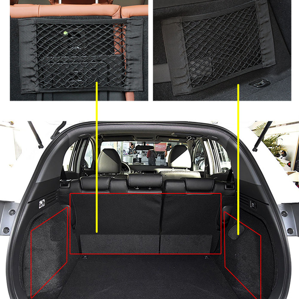 Car Rear Seat Storage Organizer Mesh Adjustable Elastic Straps Anti-Slip Net for SUV Sedan Vehicle Interior Organization Tools