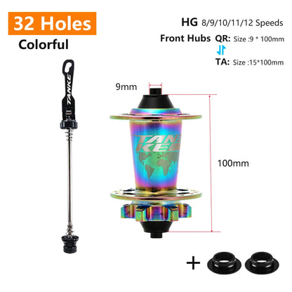 TANKE 120 Click Hub 6 Bearing MTB Mountain Bike Hub Front Rear 28 32 36 Holes QR Thru-axle Exchange Disc Brake Bicycle Hubs HG