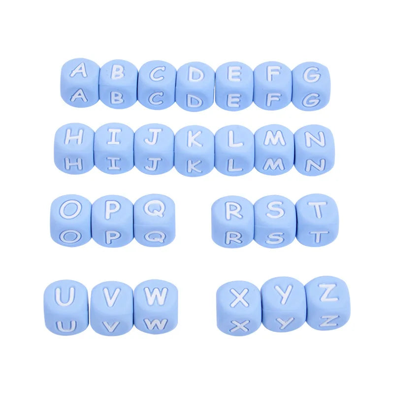 Clearance_12mm 26Pcs Silicone Letter Beads 15 Colors Colorful Alphabet Silicone Chewing Bead for Pacifier Clip Chain Not Choose