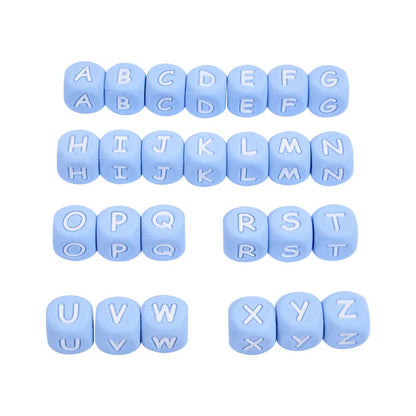 Clearance_12mm 26Pcs Silicone Letter Beads 15 Colors Colorful Alphabet Silicone Chewing Bead for Pacifier Clip Chain Not Choose