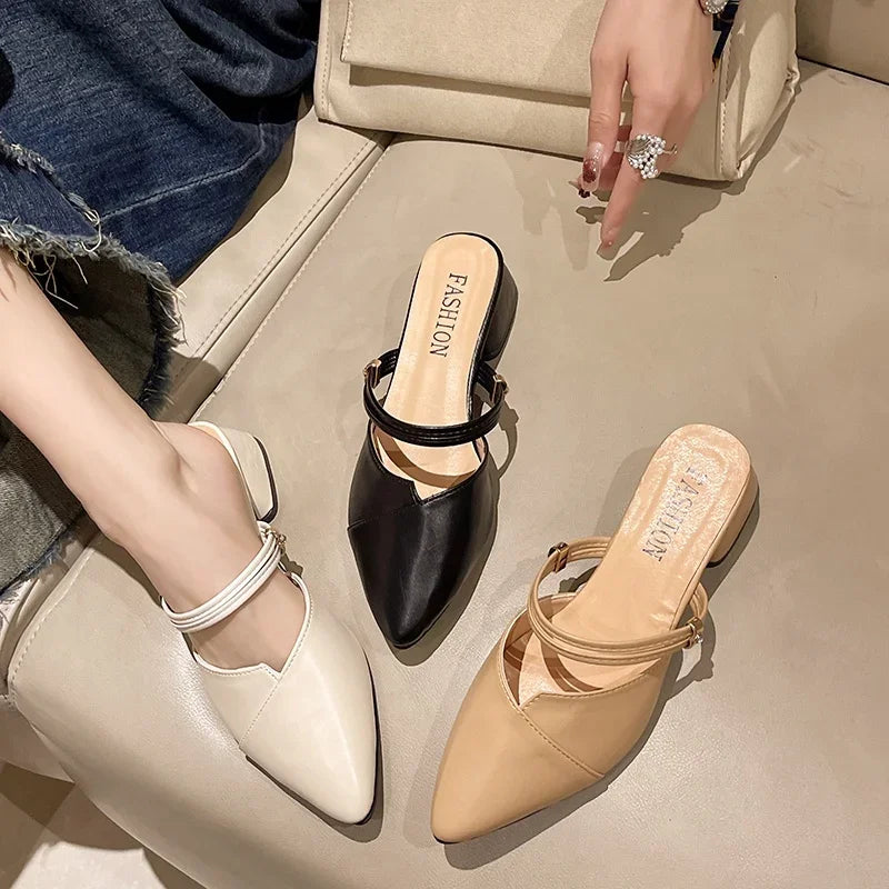 Shoes for Women Hot Sale Women's Slippers Fashion Mature Casual Slippers Pointed Toe Solid Shoes Female