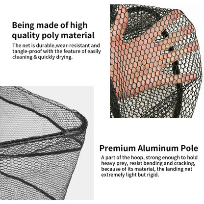 Fishing Landing Net Aluminum Alloy Durable Telescoping Extend to 190cm/130cm/55cm Folding Mesh Safe Fish Catching Releasing