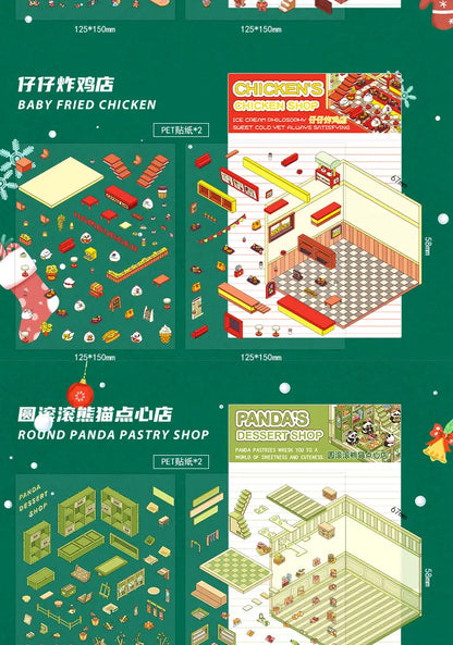 Christmas Theme DIY 3D Sticker Cartoon Pocket Cabin Scene Stacking and Pasting Festival Birthday Gift for Kid Child Student