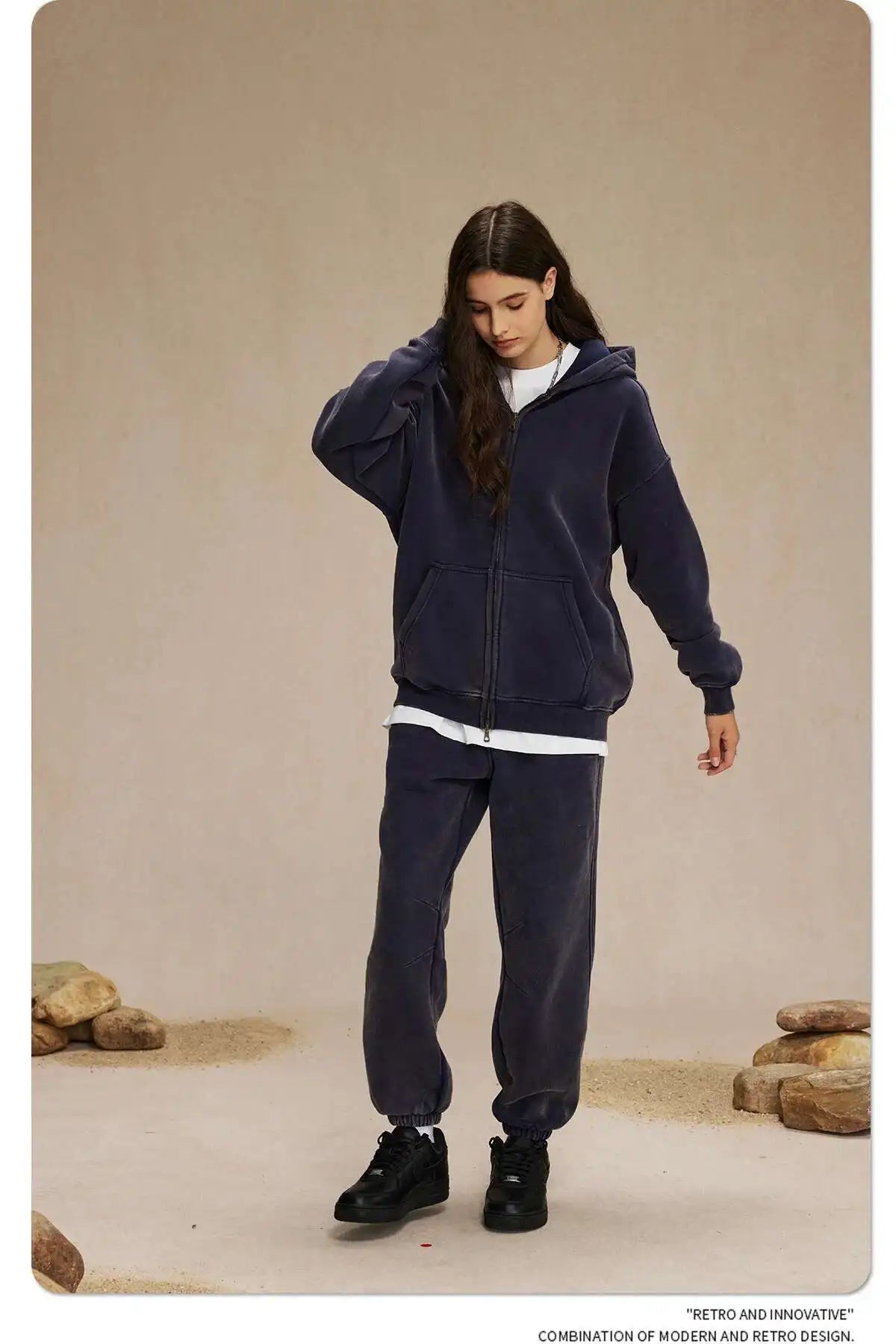 IEFB Men's Wear Wax Printing Vintage Male Hoodies Oversized Loose Zipper Water Washed Plush Sweatshirt Trendy New 9C9349