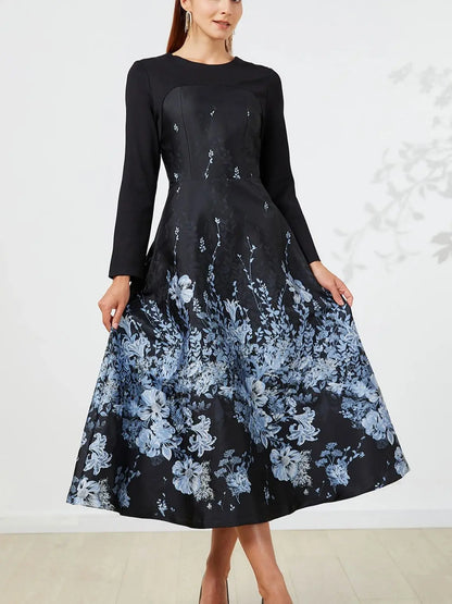 Women Luxury Long Maxi Jacquard Dress Ladies Floral Elegant Dresses New Year Ball Gown Casual Evening Party Maxi Clothing