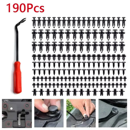 190 Pcs Auto Plastic Buckle Bumper Clips Fixing Nail Kit 6 Styles Plastic Retainer Fasteners Clip Car Body Push Rivets Parts
