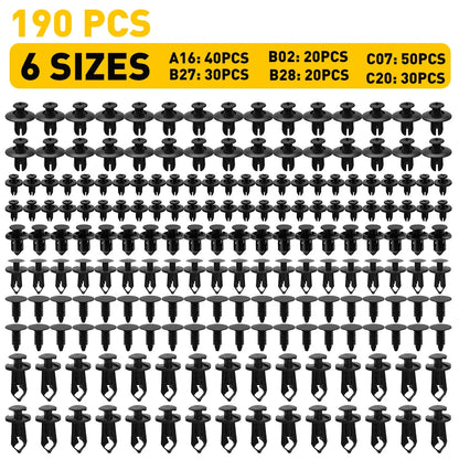 190 PCS Car Fastener Clip Kit Bumper Fender Rivet Clips Auto Body Push Retainer Pin Rivet Bumper Door Trim Panel Retainer Repair