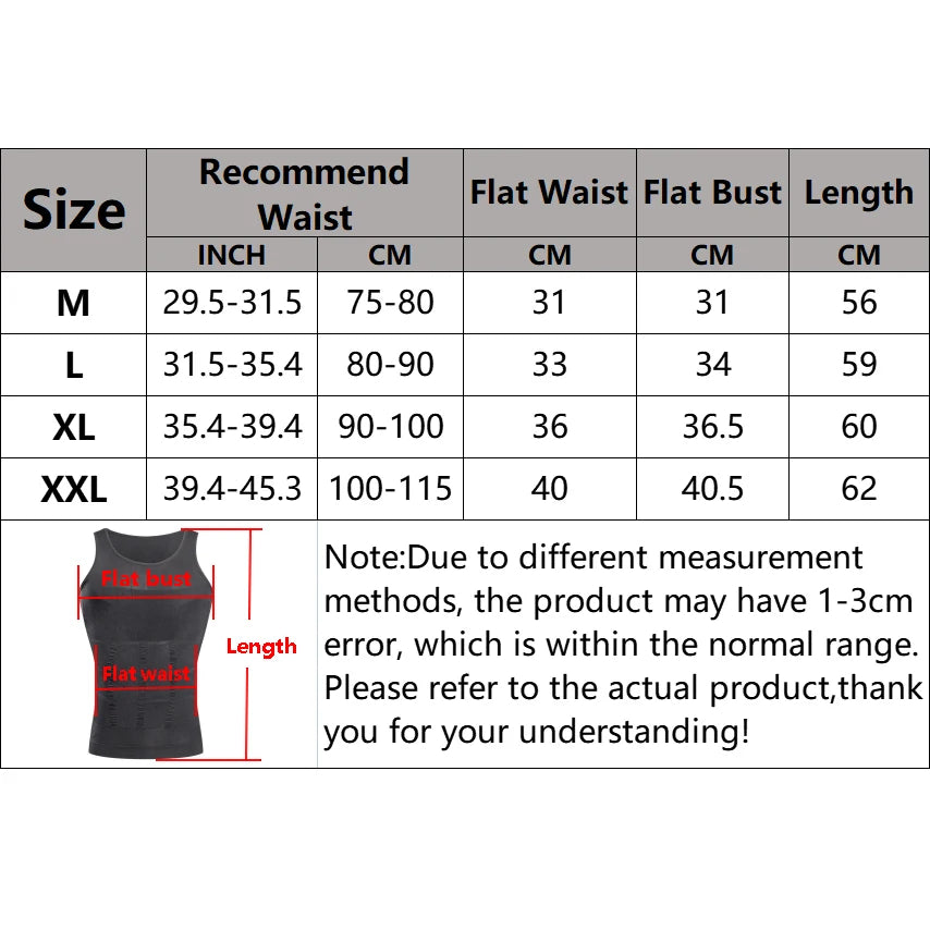 Men's Slimming Vest Body Shaper Chest Belly Compression Shirts Abdomen Waist Trimmer Shapewear Gym Fitness Tank Tops Workout