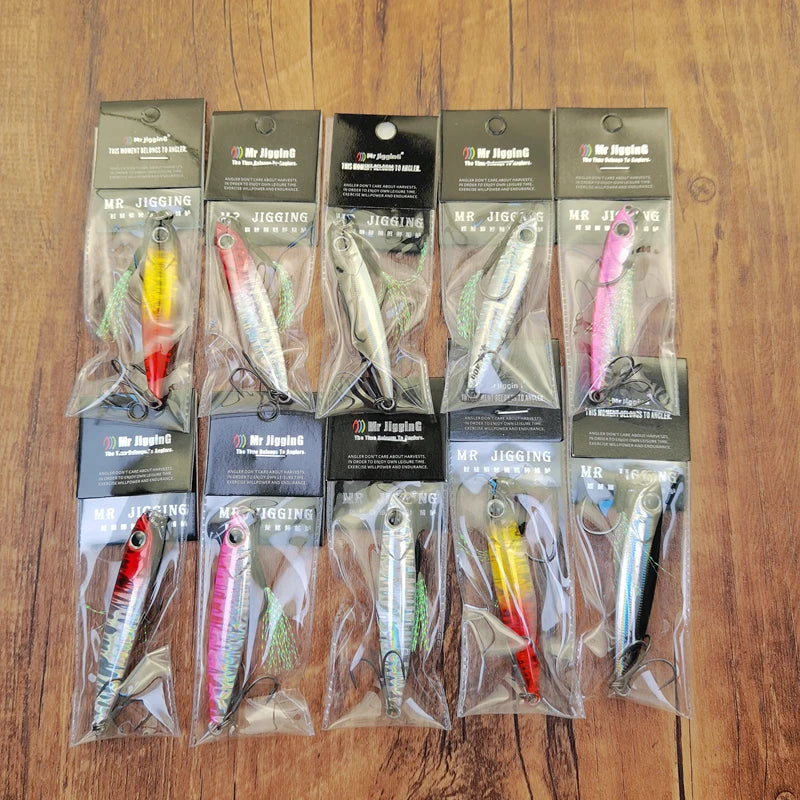 Mr JigginG Fast Sinking Metal Jig Lure 10/15/20/30/40g Saltwater Shore Casting Fishing Sea Bass Metal Jig Artificial Bait Tackle