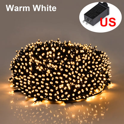 10M-100M Fairy Lights LED String Garland Christmas Light Waterproof Outdoor Indoor For Tree Street Wedding Party 2024 Decoration