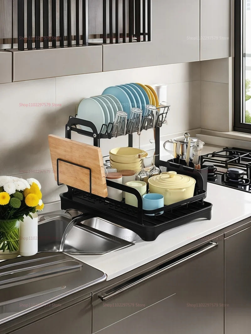 Kitchen utensil storage rack, multifunctional drainage rack on the countertop, convenient for storing utensils in the kitchen