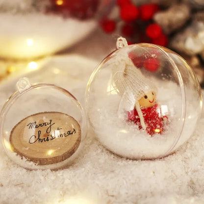 10Pc Christmas Transparent Ball Plastic Christmas Trees Open Ball Box Bauble Ornament Wedding Gift Present Party Home Decoration