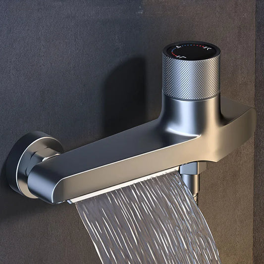 Bathroom Brass Basin Faucets Shower Faucet Wall Mounted Hot Cold Water Dual Spout Mixer Tap For Bathroom