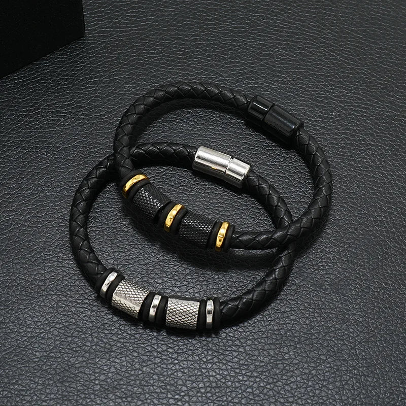 New In Men Genuine Leather Bracelet Novel Atrract Magentic Braclet Homme Punk Jewelry Accessories Bangle Cable Brazalete Gift