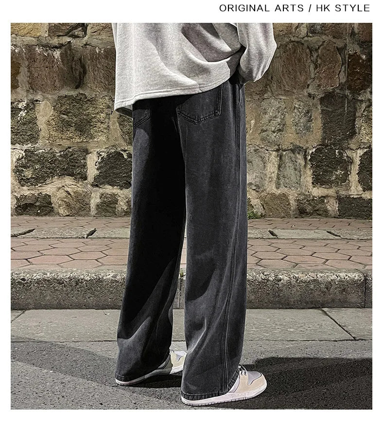 2024 Men's Hip-Hop Baggy Jeans Streetwear Oversized Wide Leg Pants - Drape Loose Fit Casual Trousers High Quality Free Shipping