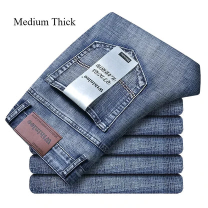 2024 Thin or Thick Material Slim Fit Men's Luxury Classic Style Men Jeans Business Stretch Denim Male Trousers Clothing