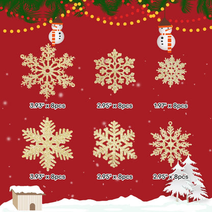 48pcs Snowflakes-Christmas Tree Decoration Snowflake Ornaments for Tree Plastic Glitter Christmas Indoor Winter Wonderland Decor