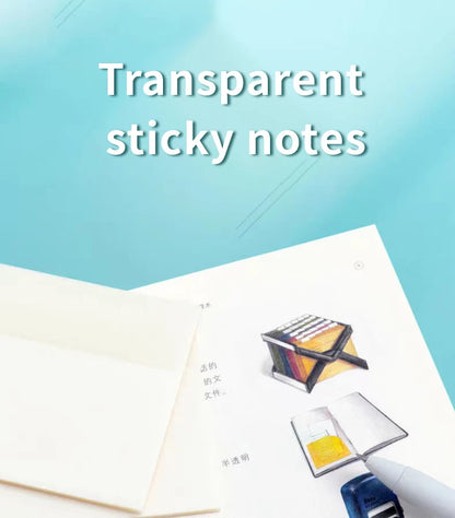 50 Sheets PET Transparent Sticky Notes Perspective Waterproof Clear Fluorescence Memo Pad Stationery School Office Supplies