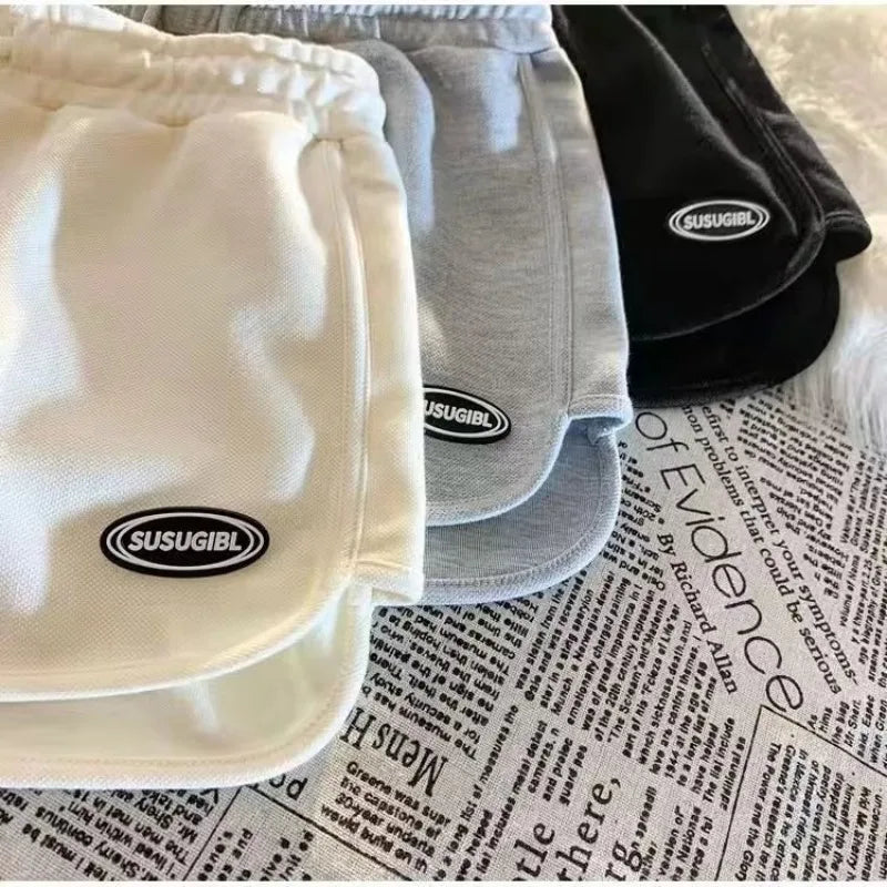 Women Casual Drawstring Sports Shorts Summer Thin High Waist Yoga A-line Shorts Loose Women Running Straight Trousers