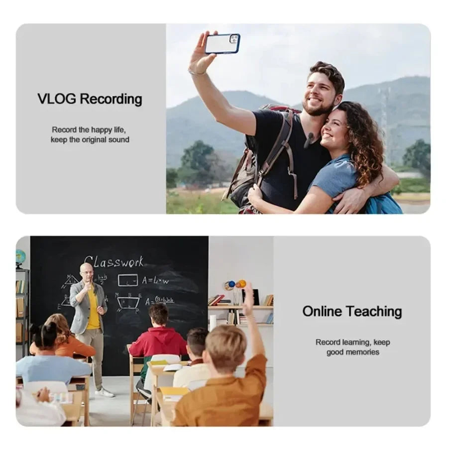 VIKEFON Microphone Wireless Lavalier for Live Streaming/YouTube/TikTok/Facebook Live Noise Reduction Mic For iPhone/Android