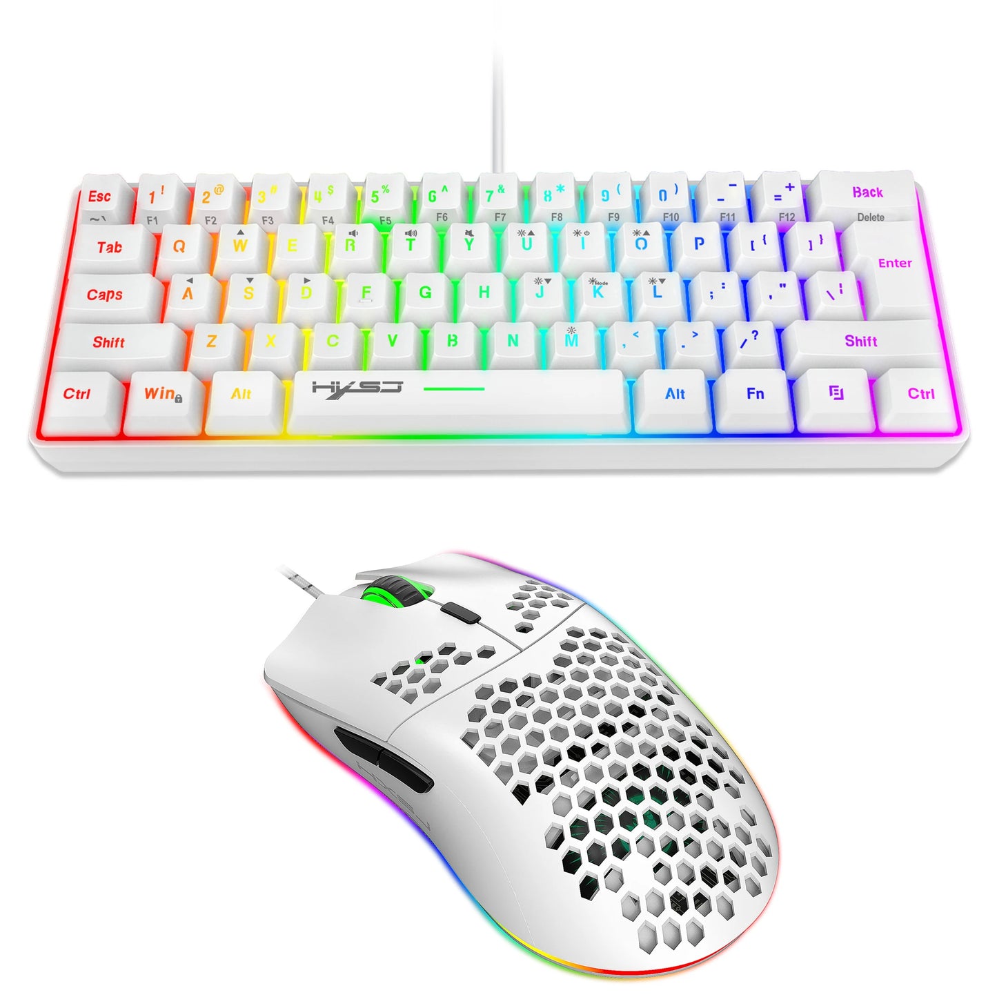 Gaming Keyboard And Mouse Combo,61-key Mini Wired Keyboard RGB Backlit 6400 CPI Mouse, Keyboard And Mouse Gaming For box PC Lapt