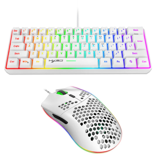 Gaming Keyboard And Mouse Combo,61-key Mini Wired Keyboard RGB Backlit 6400 CPI Mouse, Keyboard And Mouse Gaming For box PC Lapt