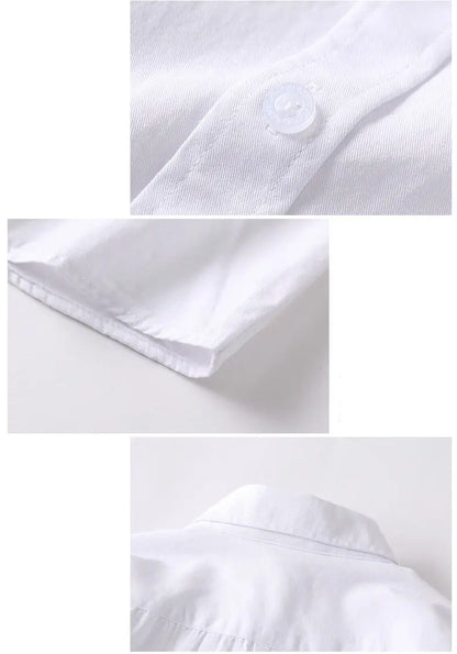 Kids Clothes Girls 8 To 12 Cotton Children Long Sleeve White Shirts Primary School Uniform for Teenage Boys Button Tops 6-16Yrs