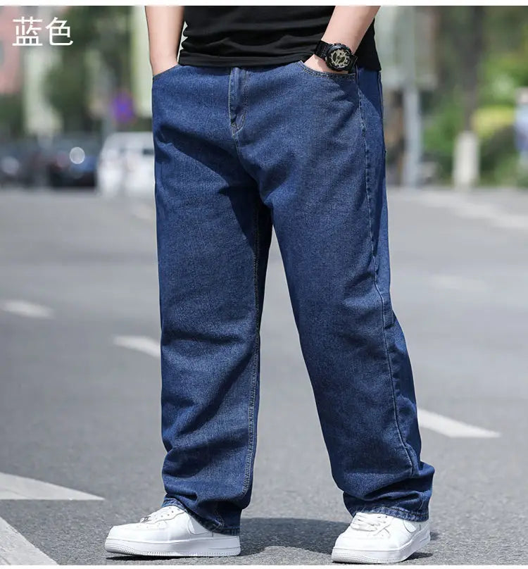 10XL Oversize Jeans Men Fashion Streetwear Plus Size Cotton Loose Jeans Pants Casual Cargo Pants Breathable Big Fat Trousers